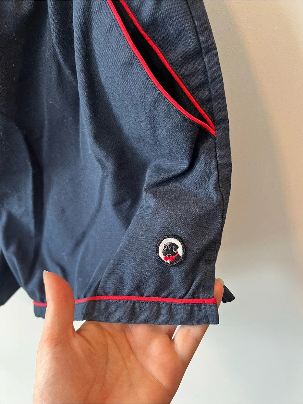 Vintage Southern Proper Navy Swim Trunks with Red Trim